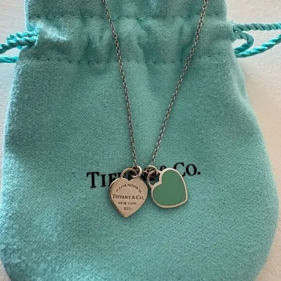 Tiffany & Co. Blue Enamel Mini Hearts Necklace