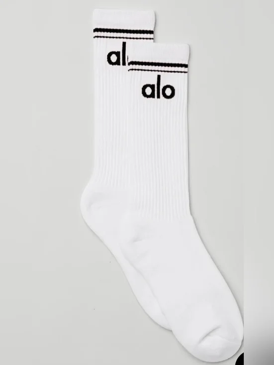 ALO | Unisex Throwback Sock | White/Black