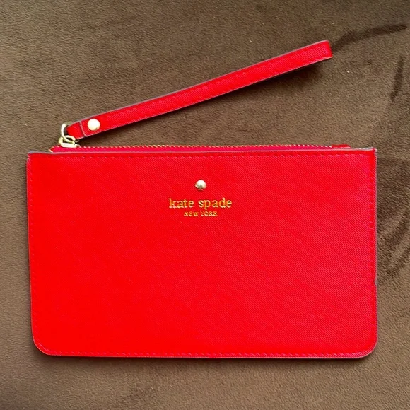NWOT Kate Spade Red Wristlet Polka Dot Lining