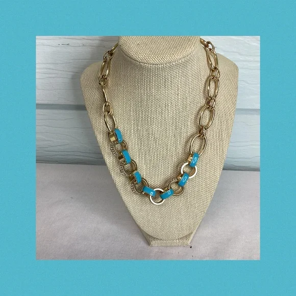 Gold and Blue Chain Necklace