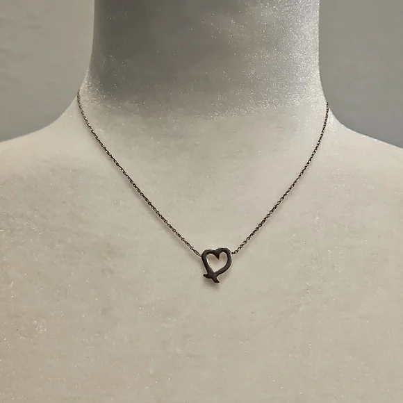 Sterling Silver Open Heart Necklace, 16 In