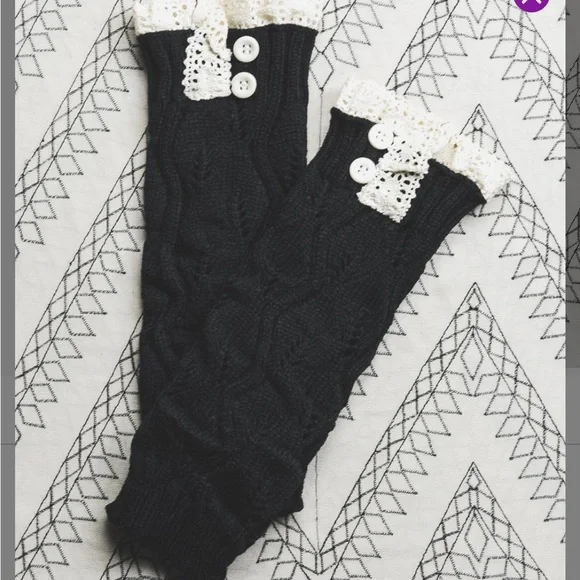 Black Lace-Trim Boot Tops