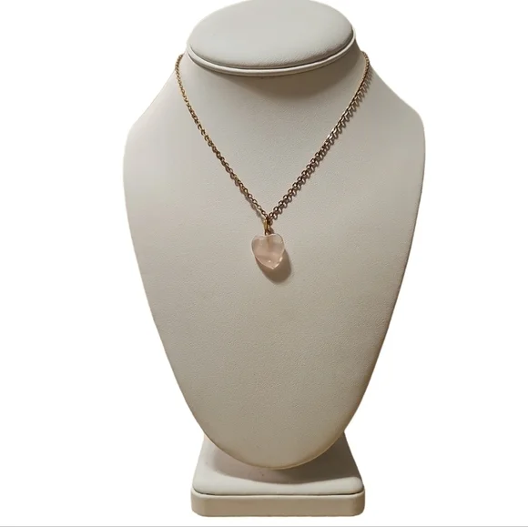 Rose Quartz Heart Necklace in Gold Plated Chain