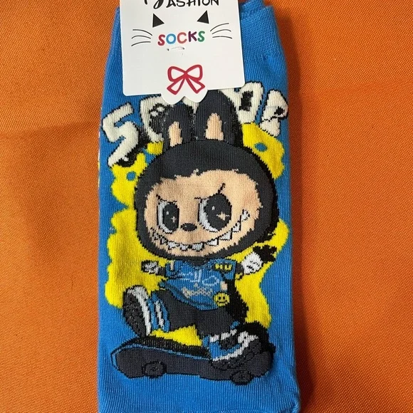 6/$25 Blue Cartoon Character Socks