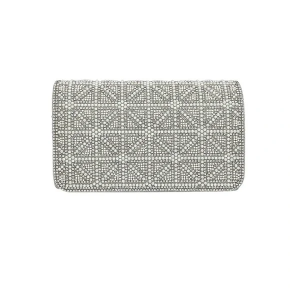 LA Regale Imitation Pearl Grid Flap Clutch
