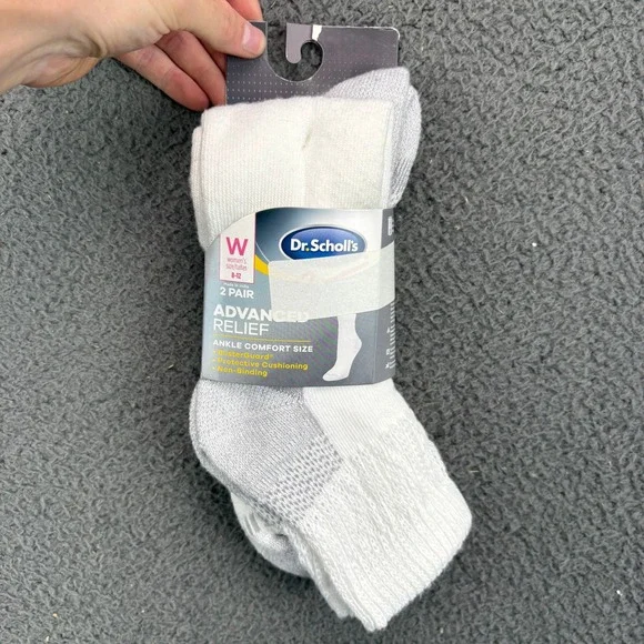 Dr Scholls Womens Advanced Relief Ankle Socks 2 Pair White Size 8-12