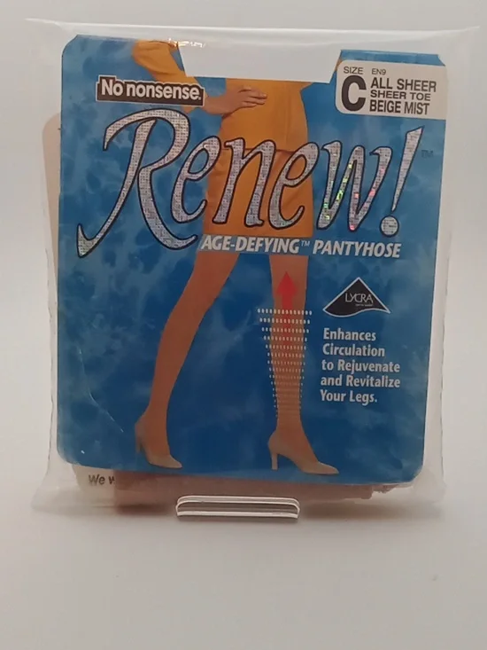 Bundle 3 for $15 Vintage No Nonsense Renew‎ Pantyhose Toe Beige Mist, Sz C!