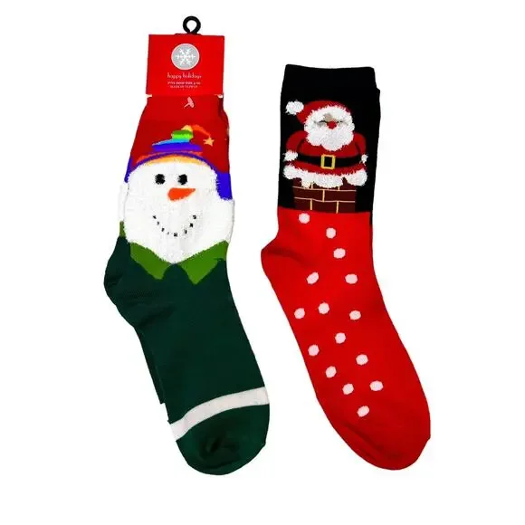 Snowman Santa Christmas Socks Bundle of 2