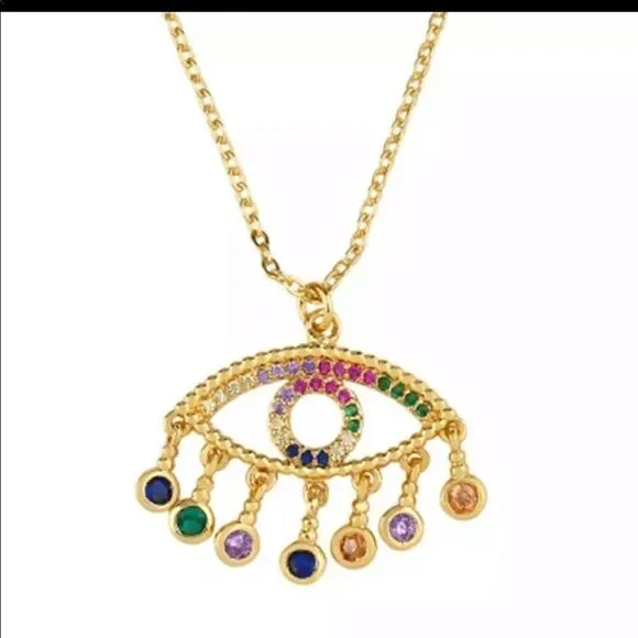 Necklace Nazar rhinestone Cooper mosaic zinc alloy