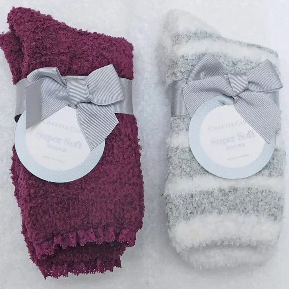 𝅺F112 Women's 2 PK Lace-Trim Supersoft Butter Socks
