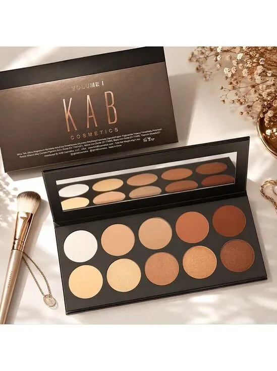 KAB Cosmetics Contour Palette Vol I Matte Bronzer Highlight Kit Neutral Shades