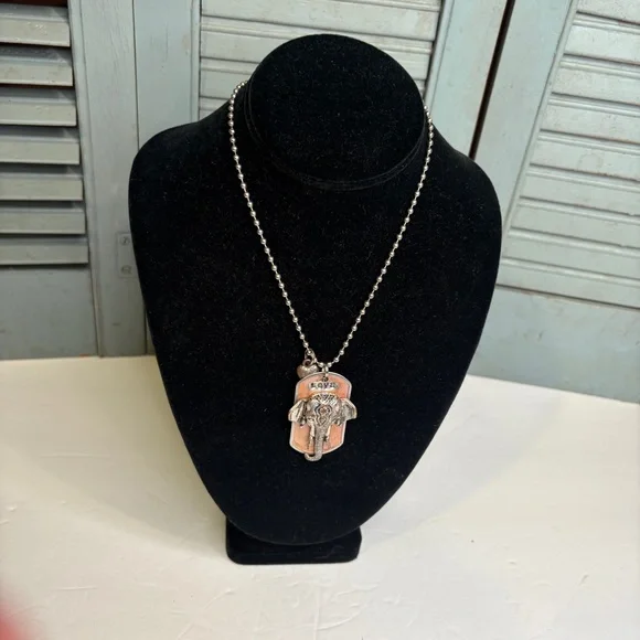 Kate Mesta Dog Tag Necklace Elephant Love Heart Adjustable Silver/Peachy Copper