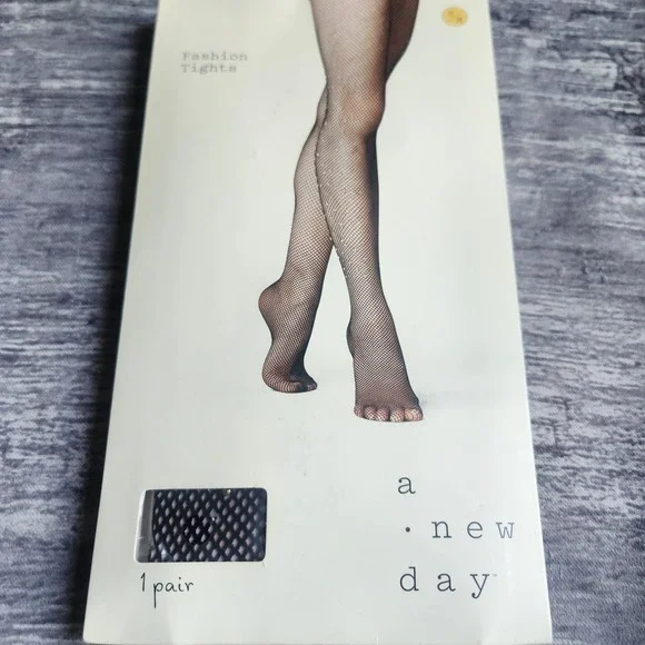 A New Day Black‎ Fishnet Tights with Rhinestones Size S/M