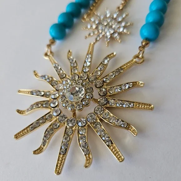 Versona Accessories Gold Tone‎ Sunburst Beaded Double Necklace 22