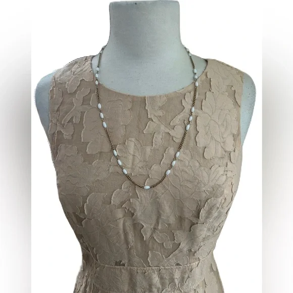 Vintage Gold Tone Dainty White Plastic Oval Chain Link Beaded Necklace 26”