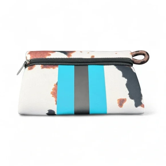 Cow Print Zipper Pouch – Koozie Material, Waterproof Toiletries Pouch