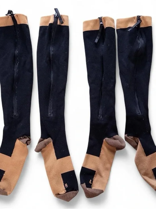 Compression Socks Lot of 2 Pairs S/M Zip-Up Closed Toe Support Socks