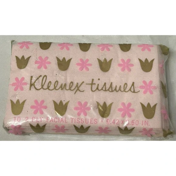 Vintage NOS Kleenex Tissue PURSE SIZE pink tissue, TV MOVIE PROP