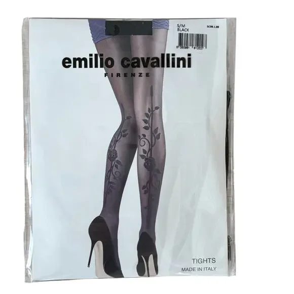 Emilio Cavallini Firenze Black Tights Style 5C98.1.88 Womens Size M/L NEW