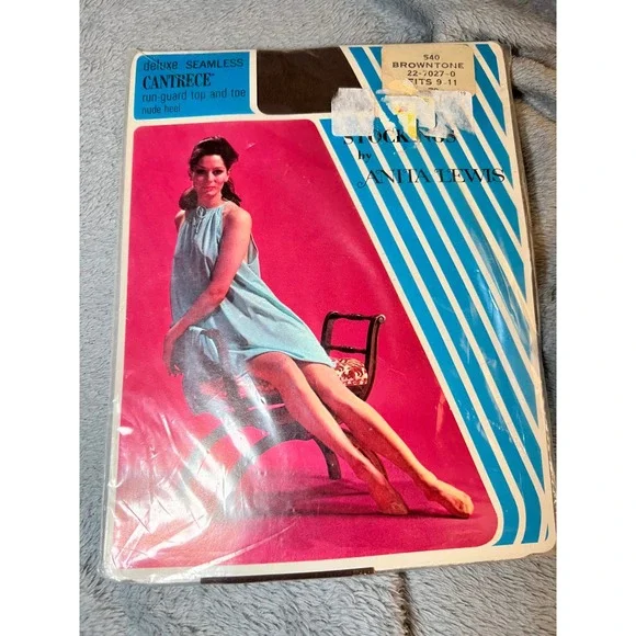 Vintage Anita Lewis Brownstone Stockings‎ Hosiery Deluxe Seamless Cantrece