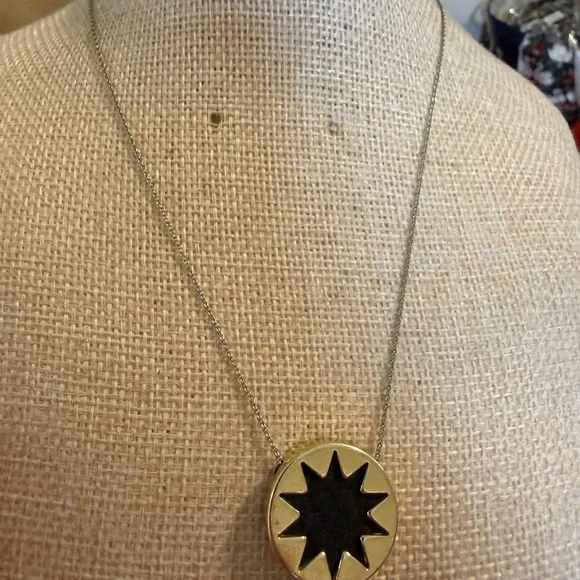 House of Harlow 1960 Sunburst Pendant Necklace Gold Black Starburst Mixed Metal‎