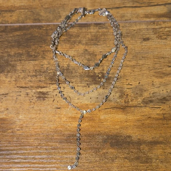 gold toned long layered necklace