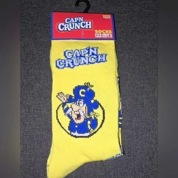 4/$25 Captain Crunch Novelty Crew Socks Unisex Mens 6 12 shoe Collectible NEW…