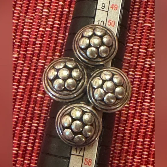 Vintage Sterling Silver Cluster Statement Ring Sz 6.5 Coiled Circles Beaded Orbs
