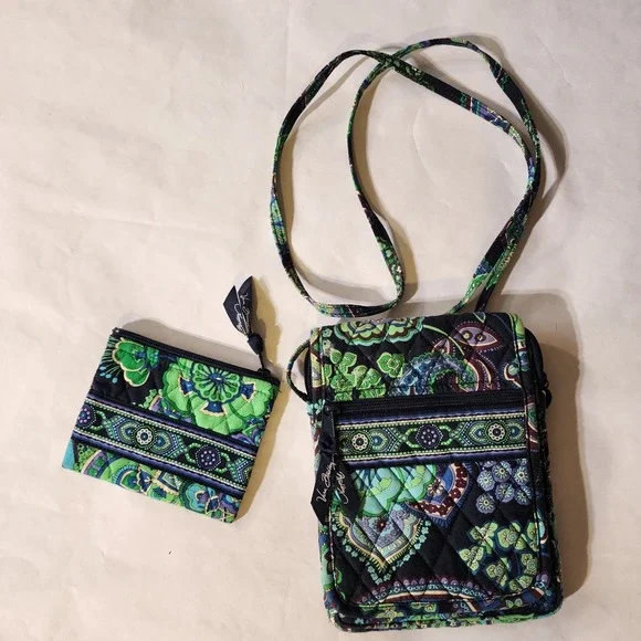 Vera Bradley Quilted Cosmetic‎ Travel Bag & Coin Purse Set Paisley Floral