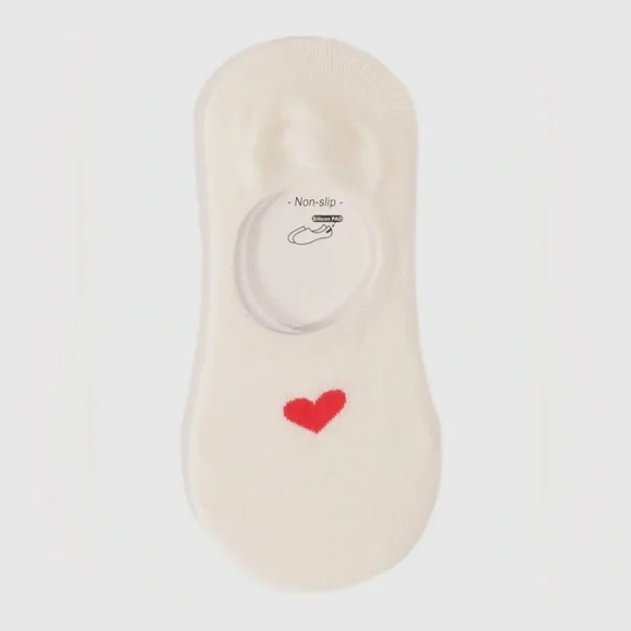 Dani Lovey Heart Invisible Non Slip White Socks