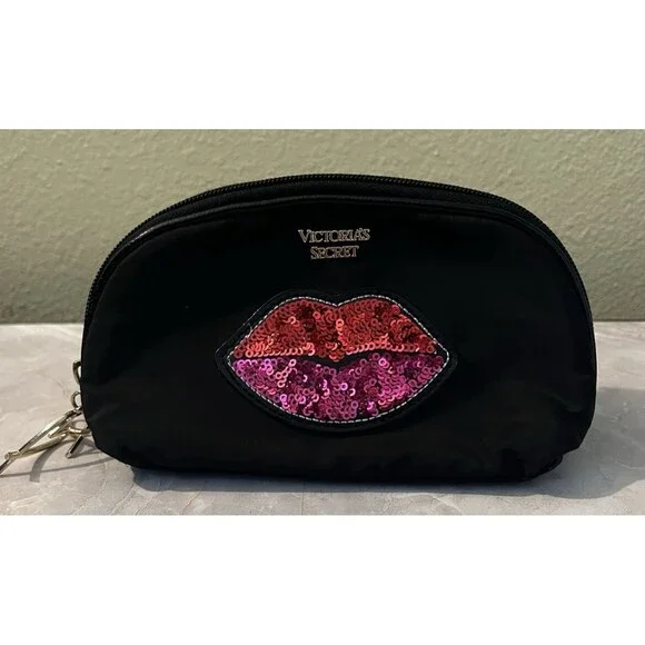 Victoria's Secret Runway Patch On-The-Go Beauty Makeup Cosmetic Bag Pouch Sequin
