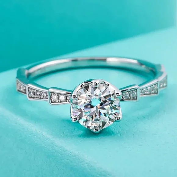 Certified 1ct. t.w. Diamond Moissanite Engagement Ring NEW E