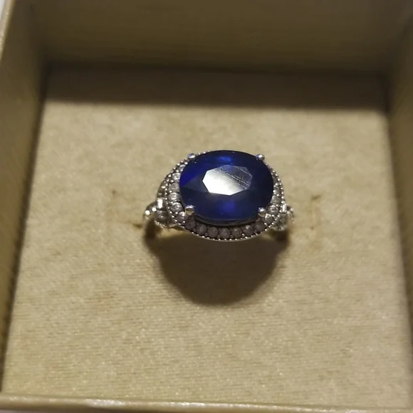 SAPPHIRE RING Sz 6 Oval 5.10 Carats 9x11mm in 925 Sterling Silver NWOT