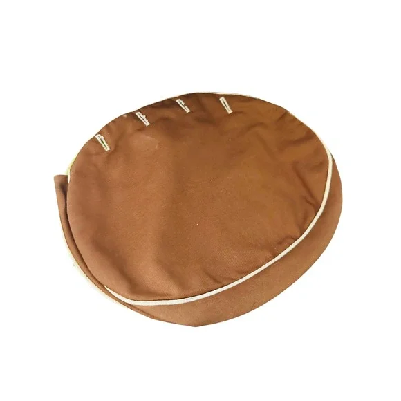Round‎ Brown Pouch Bag with Green Interior 4-button