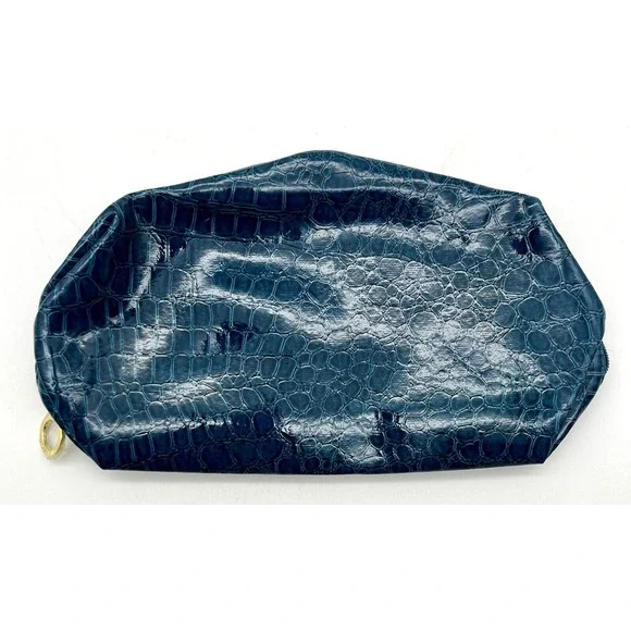 Estée Lauder‎ Makeup Bag Shiny Blue Faux Alligator Skin