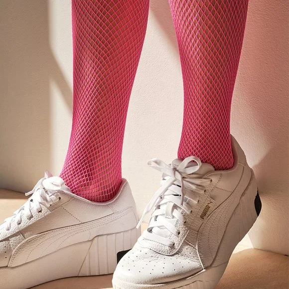 NWT Hot Pink Industrial Fishnet Stay-Up Thigh Highs