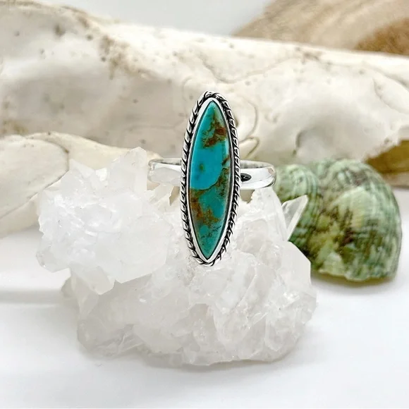 STERLING Silver Kingman Mohave Turquoise Ring