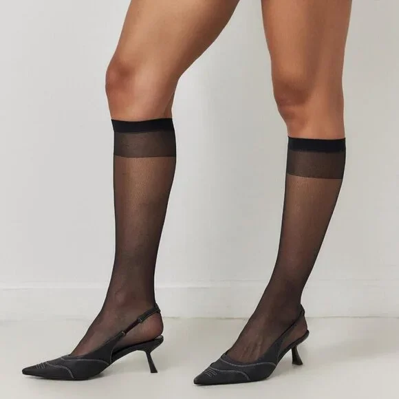 NWT Urban Outfitters Classic Sheer Black Knee High Socks