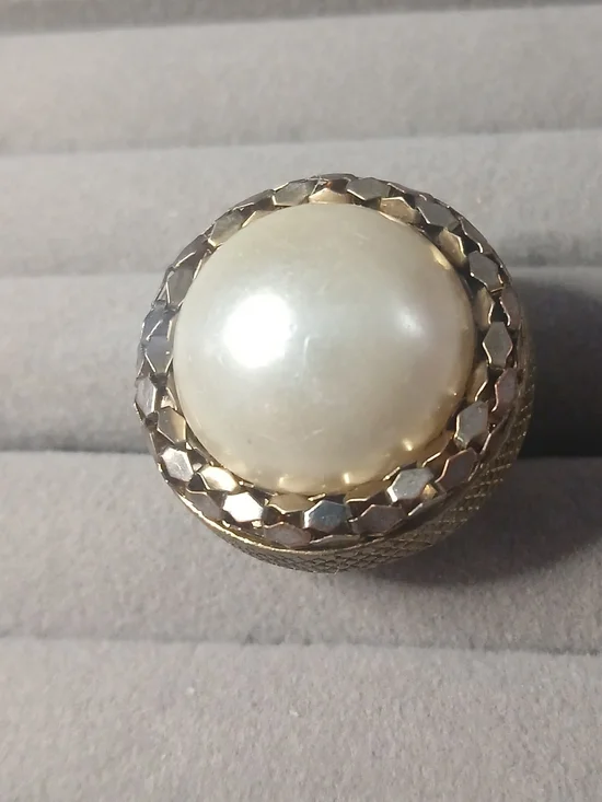 Gold-Tone Pearl Dome Ring - Women Jewelry
