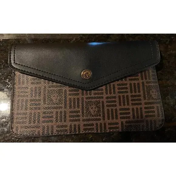 ANNE KLEIN Make Up Case Pouch Faux Leather Travel
