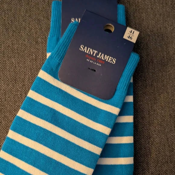 Saint James Aqua and White Casual Socks 1 Pair