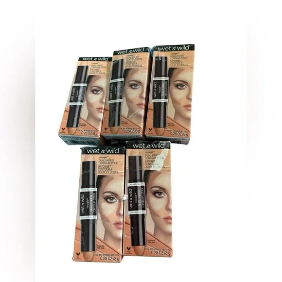 Lot of 5 Wet n Wild MegaGlo Dual-Ended Contour Stick Medium/Tan Cruelty-Free