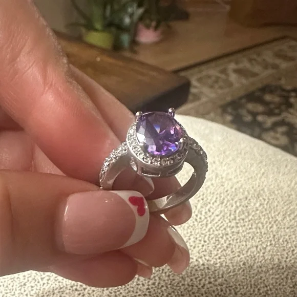 Elegant Purple Gemstone Silver Ring