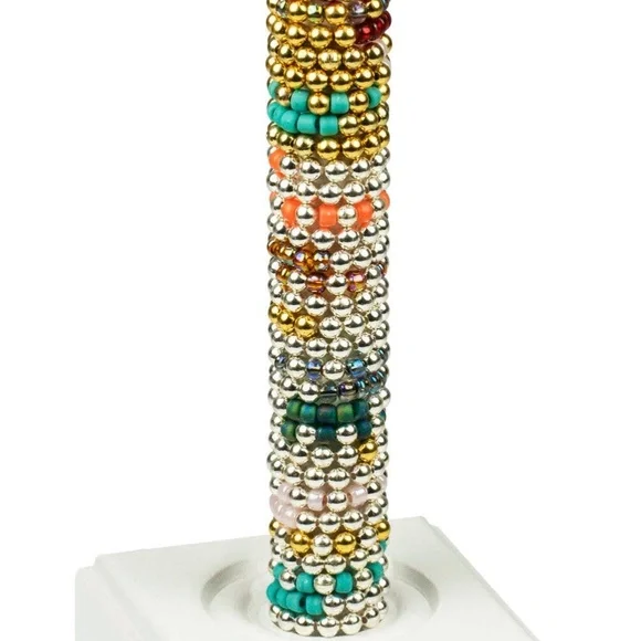 New 34 pc Bead Stretch Rings with‎ Display