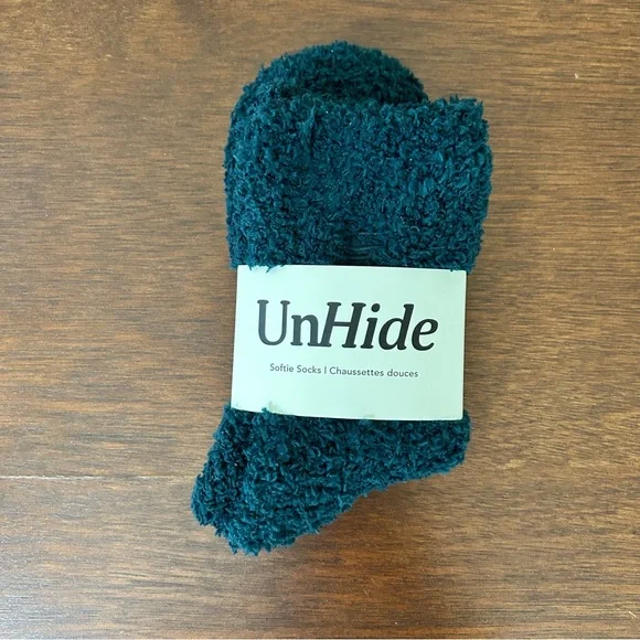 UnHide Softie Socks Dark Green Cozy Plush Lounge Socks One Size