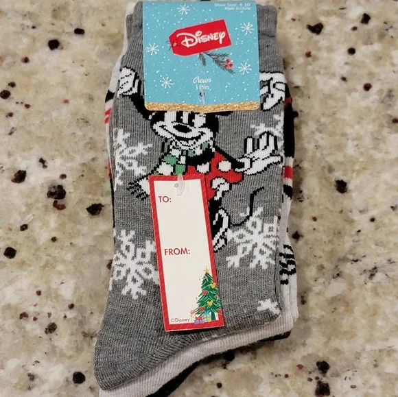 Disney Minnie Mouse Print Socks 3 Pair NWT