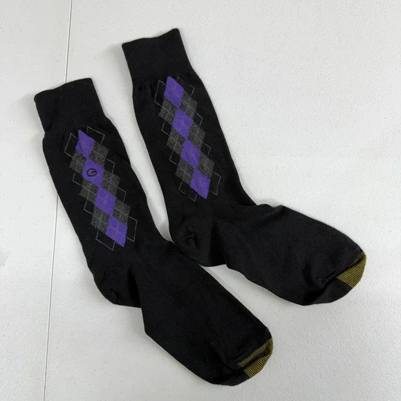 Gold Toe adult unisex purple diamond print tall business formal socks stretch