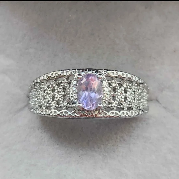 Amethyst ring adjustable size band