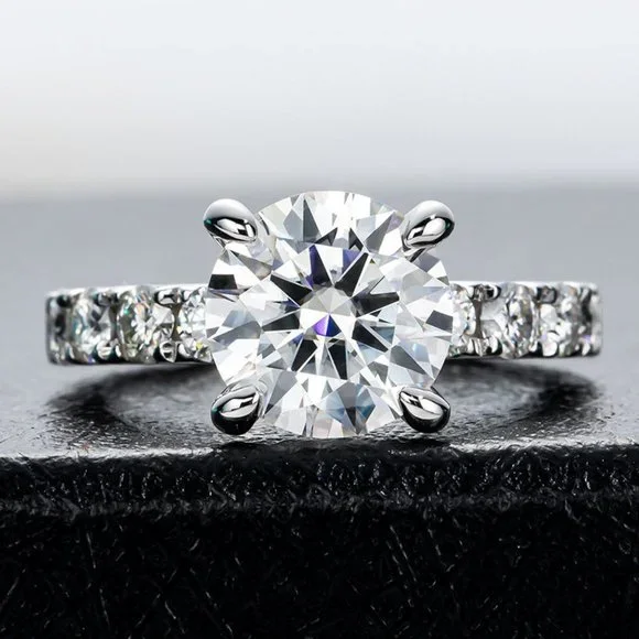 Certified 4.3 ct. t.w. Moissanite Diamond 4 Prone Solitaire Engagement R…