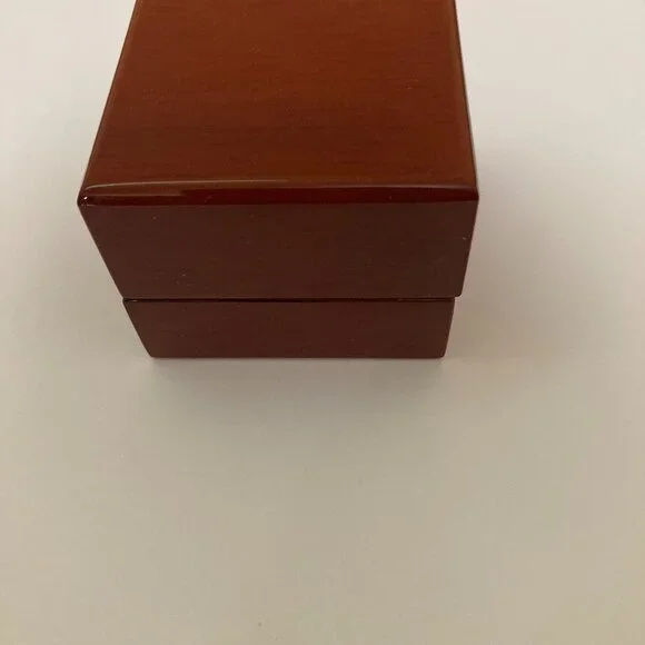 Lacquered Brown Wood Ring Box
